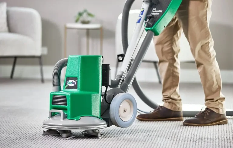 Chem-Dry carpet cleaning machine working on a living room carpet